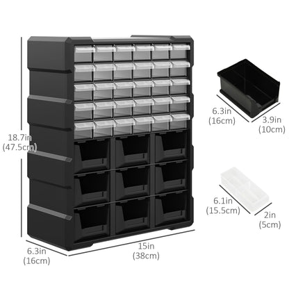 Plastic 39 Drawer Parts Organizer, Wall Mount Storage Cabinet, Black Tool Organizers at Gallery Canada