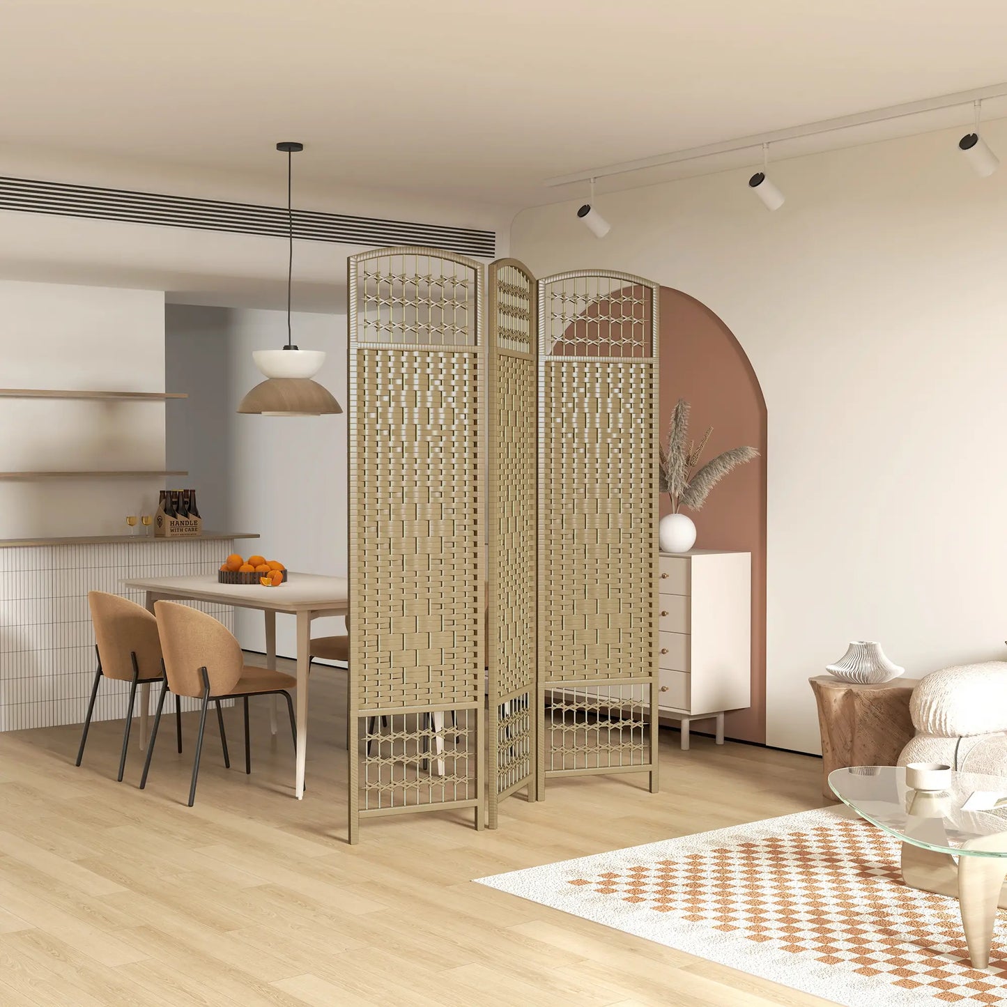 3 Panel Folding Room Divider, Portable Privacy Screen, Natural Room Dividers at Gallery Canada