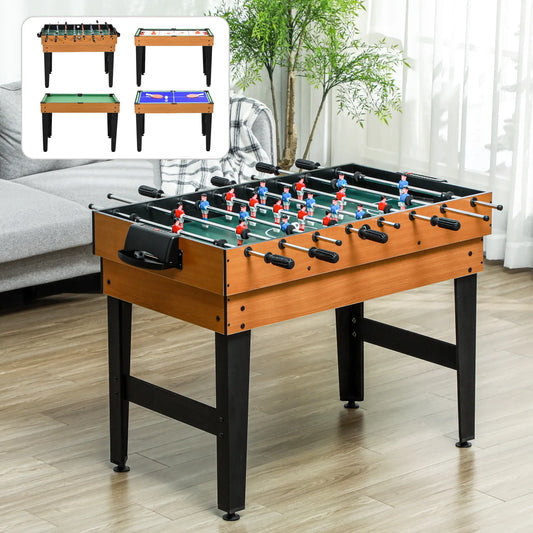 43'' Multi-Gaming Table, Billiards Hockey Tennis Foosball, Family Fun Game Tables Natural Wood, Black at Gallery Canada