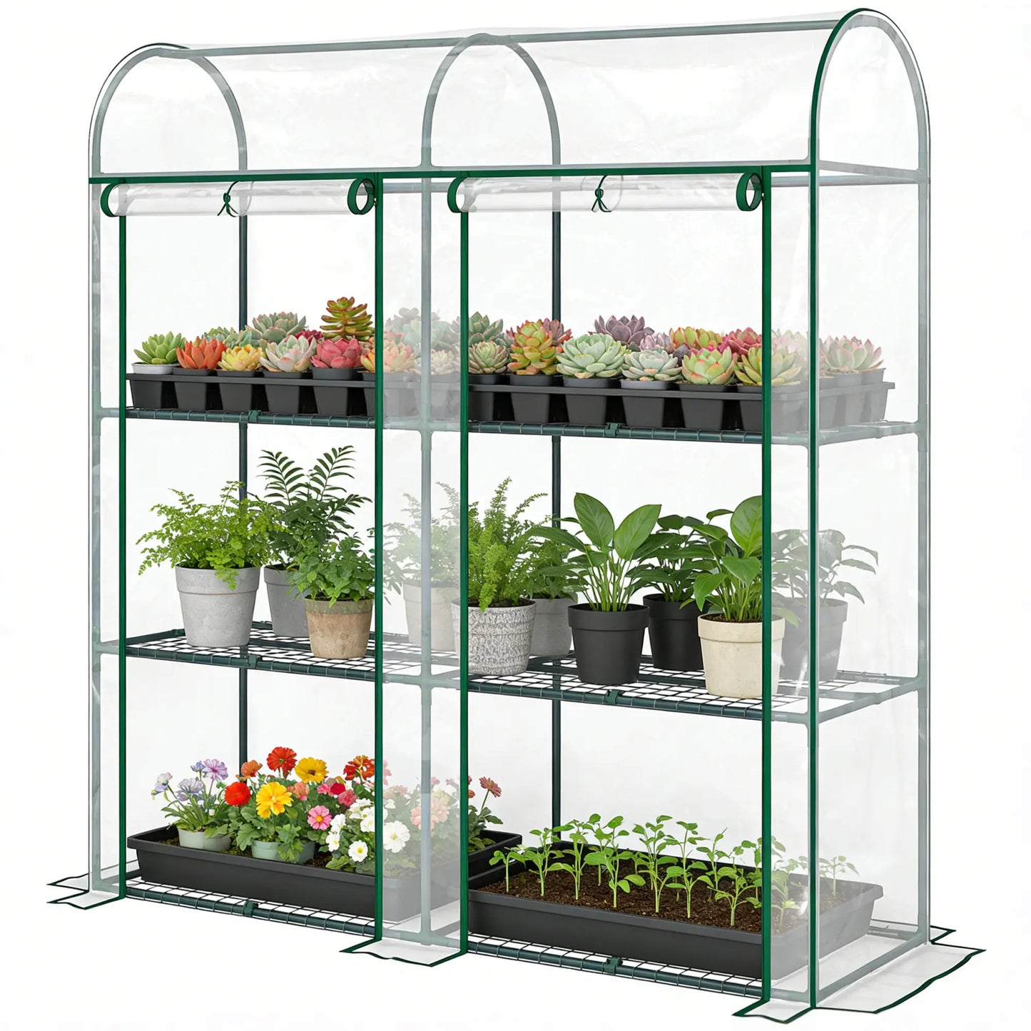 3 Tier Mini Greenhouse, 56.3" x 18.1" x 64.6", Clear Portable Greenhouses Clear at Gallery Canada