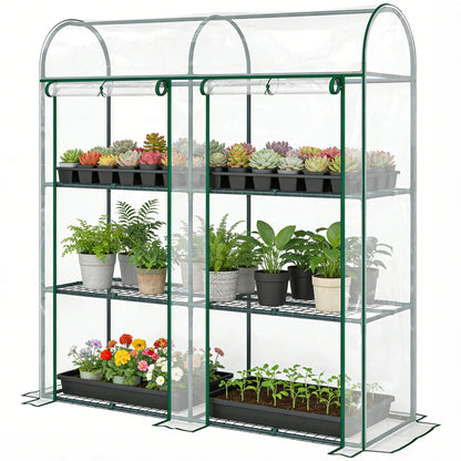 3 Tier Mini Greenhouse, 56.3" x 18.1" x 64.6", Clear Portable Greenhouses Clear at Gallery Canada