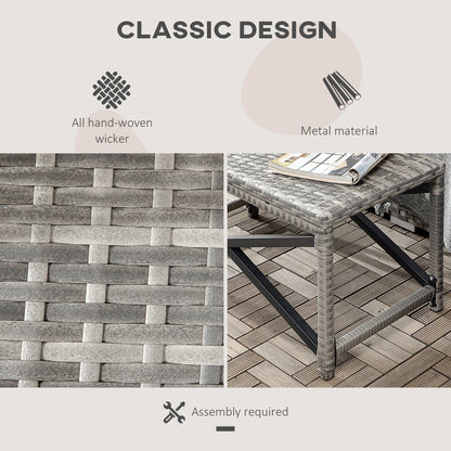 Wicker End Table, Outdoor PE Rattan Side Table, Plastic Board, Mixed Gray, Gray Patio Side Tables at Gallery Canada