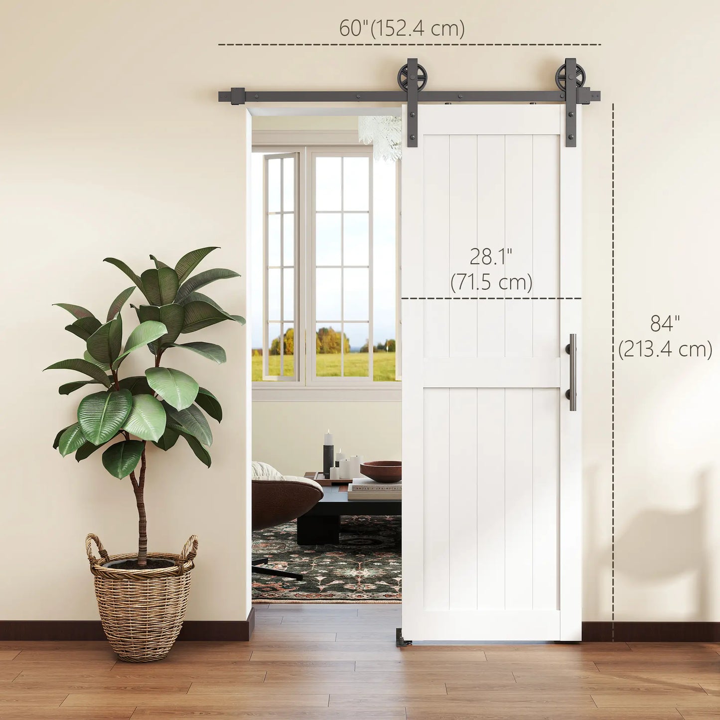 Barn Door with 5FT Sliding Hardware Kit, White