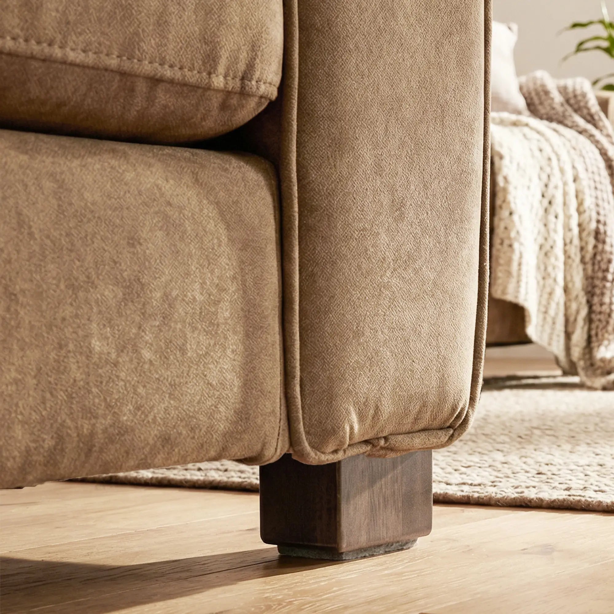 Velvet Fabric Armchair, Wide Seat, Spring Cushion, Solid Wood Legs, Brown Single Sofas at Gallery Canada