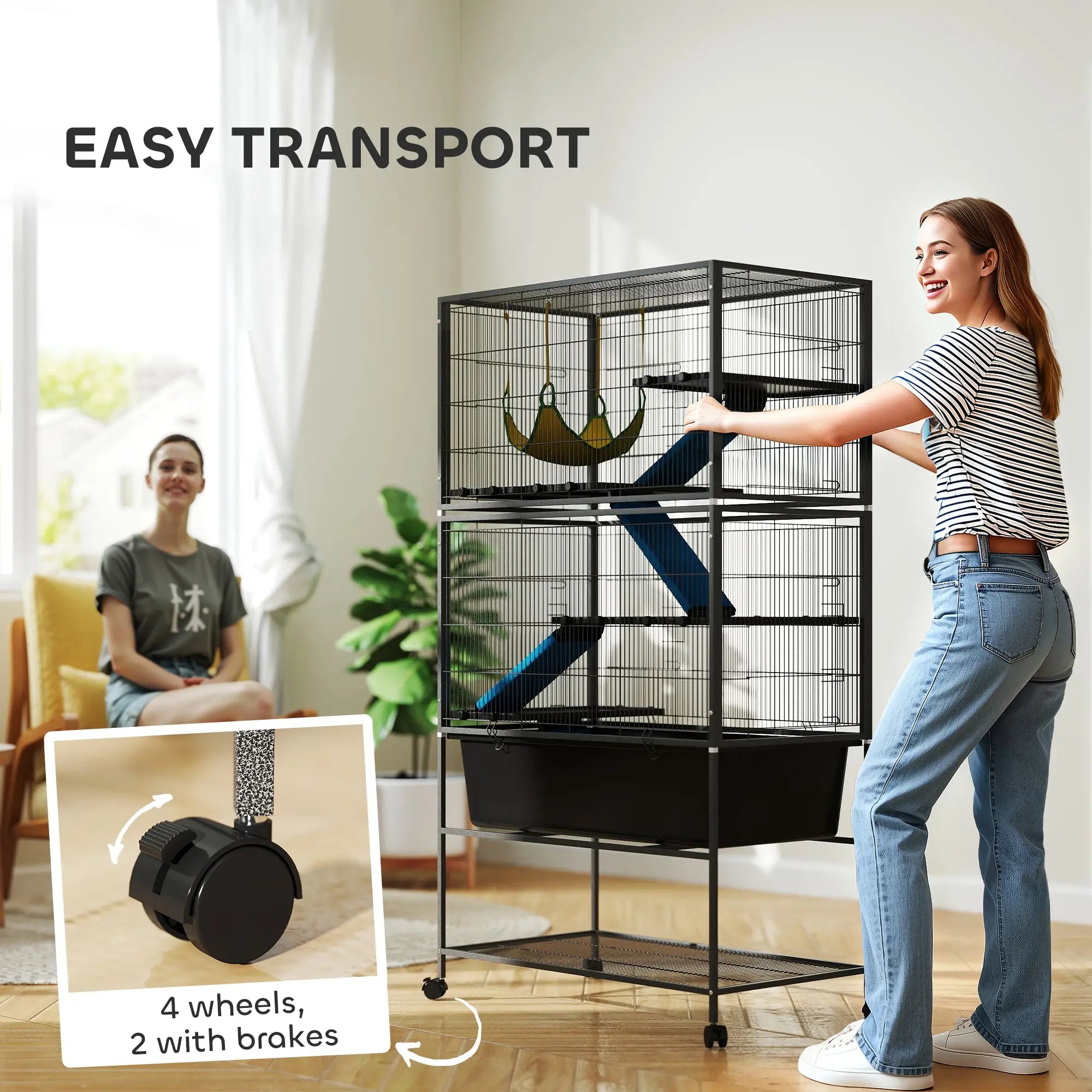 59 Inch 5 Level Small Animal Cage, Rolling Ferret Cage, Dark Grey Houses & Habitats at Gallery Canada