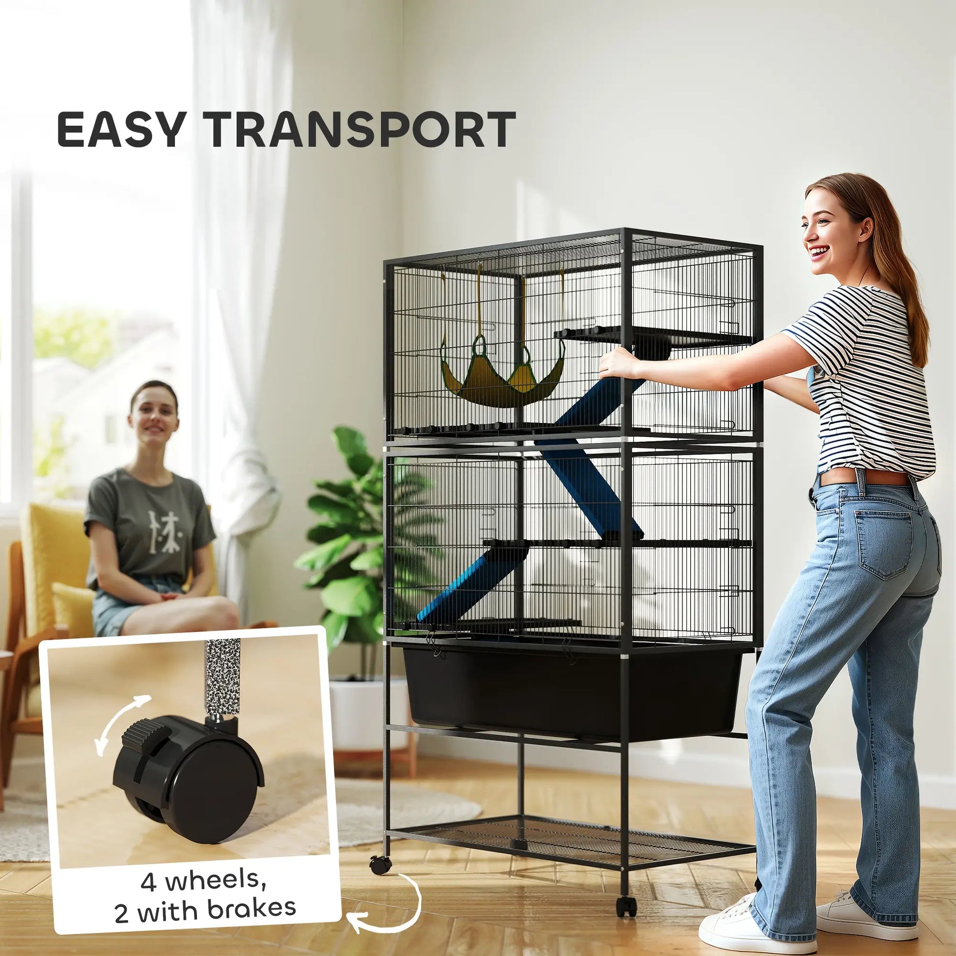 59 Inch 5 Level Small Animal Cage, Rolling Ferret Cage, Dark Grey Houses & Habitats at Gallery Canada