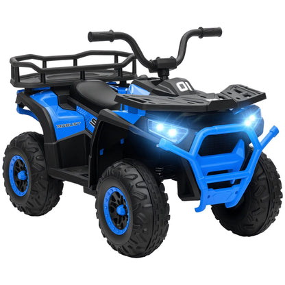 Kids ATV, 12V Electric Ride On Toy, Spring Suspension, Storage Basket, Blue Electric Ride On Toys at Gallery Canada