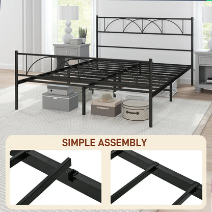 Queen Metal Platform Bed Frame, Steel Slat Support, Underbed Storage Bed Frames at Gallery Canada