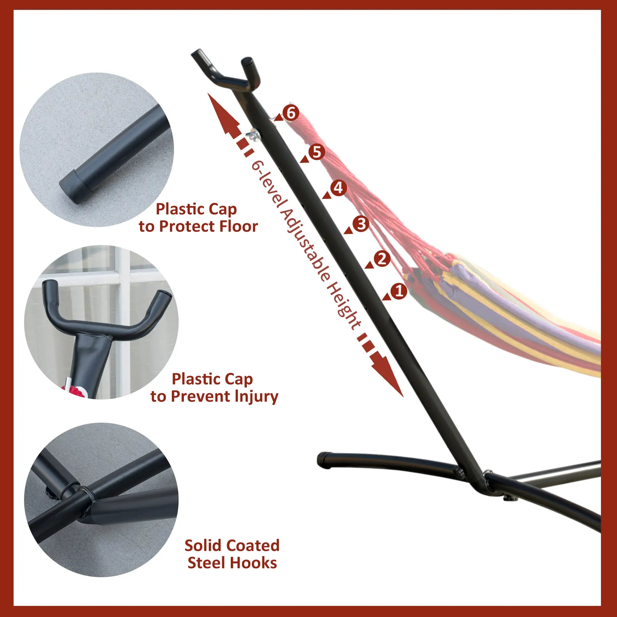 9.2'L Adjustable Hammock Stand, Heavy Duty, Outdoor Camping, Black Hammock Stands at Gallery Canada