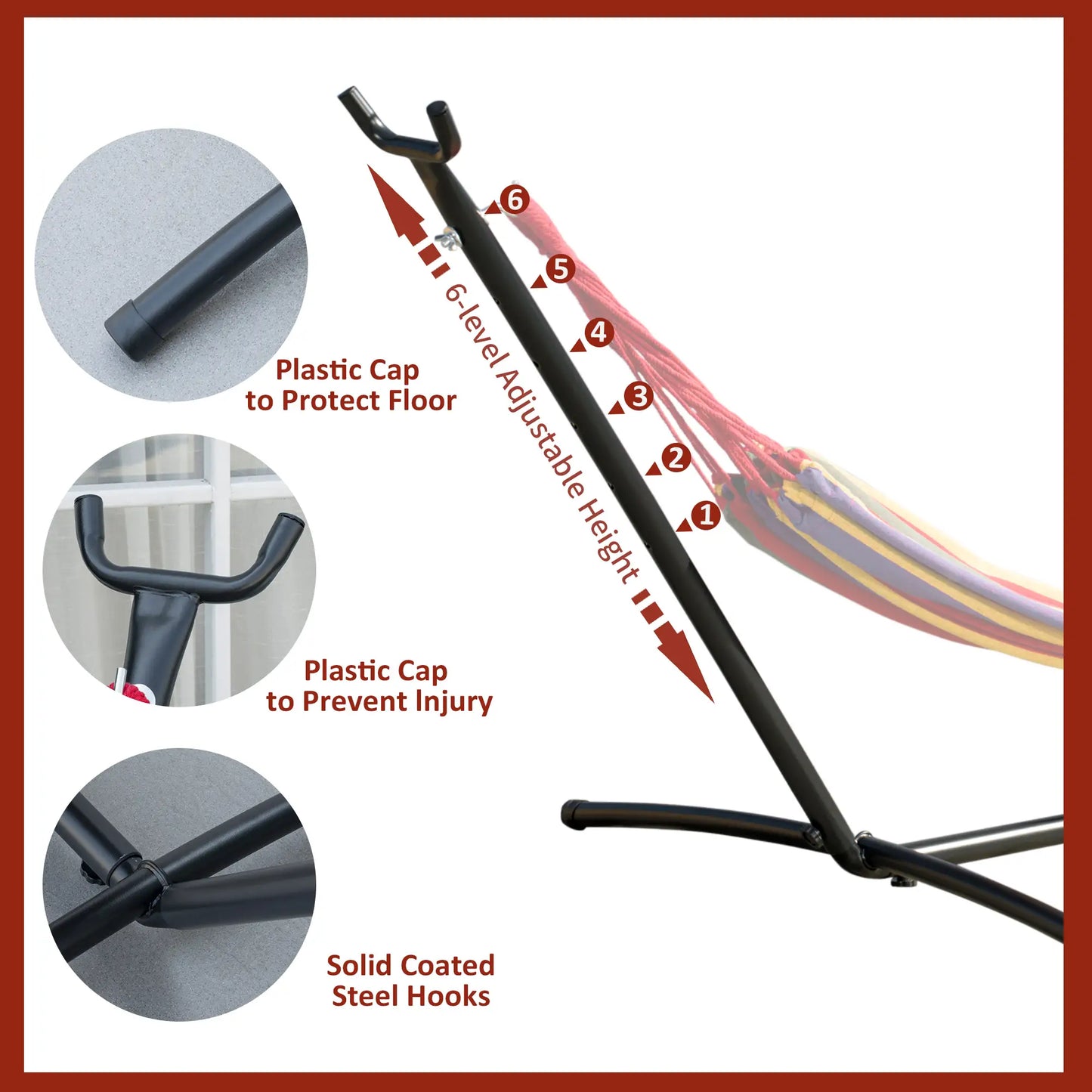 9.2'L Adjustable Hammock Stand, Heavy Duty, Outdoor Camping, Black Hammock Stands at Gallery Canada