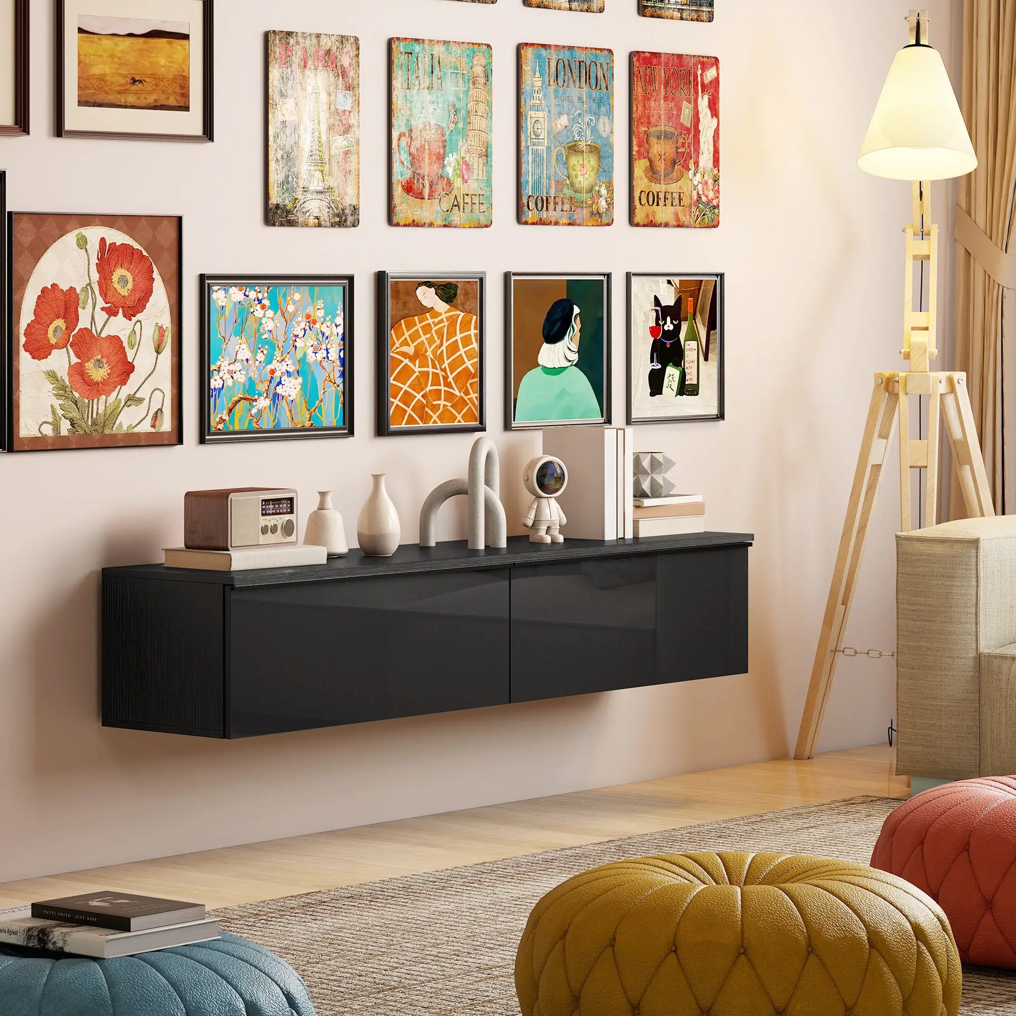 Wall Mounted TV Stand, Floating Cabinet, 70