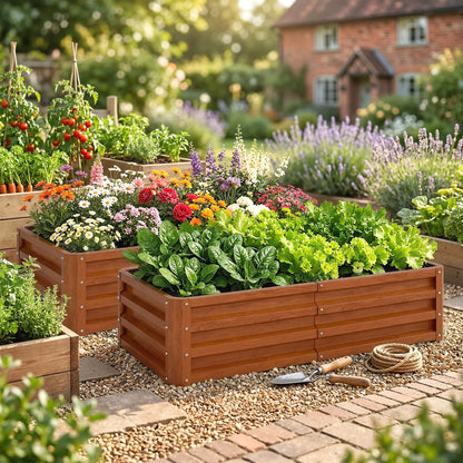 4' x 2' x 1' Raised Garden Bed, Set of 2, Galvanized Planter Box, Dark Brown Galvanized Planter Boxes at Gallery Canada