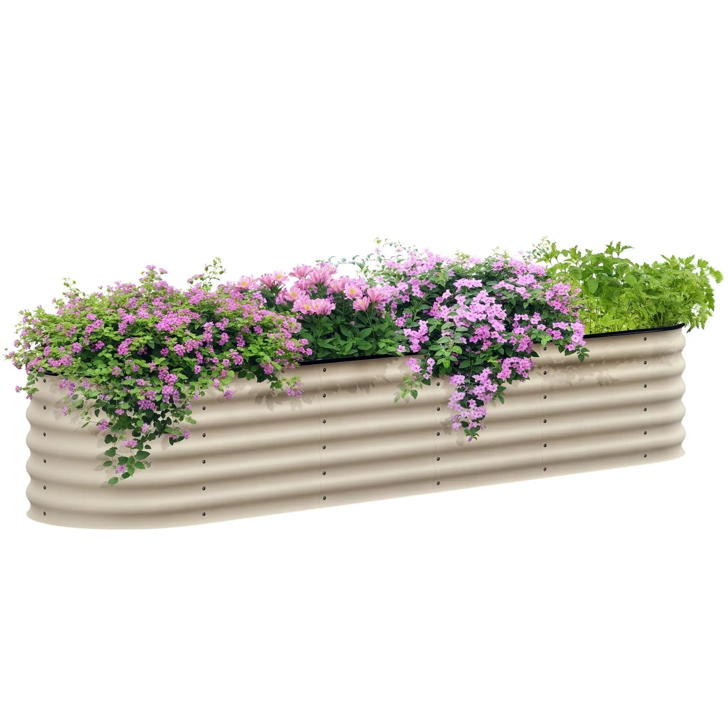 Galvanized Steel Raised Garden Bed, 8 x 2 x 1.5 FT, Cream White