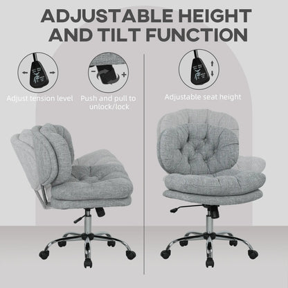 Armless Office Chair, Wide Padded Seat, Adjustable Height, Tilt Function, Grey Task Chairs at Gallery Canada