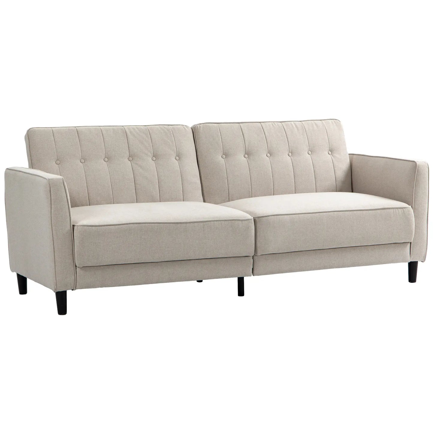 Convertible Bed, Button Tufted Fabric Sofa Bed, Adjustable Back, Beige 2-Seater Sofas at Gallery Canada