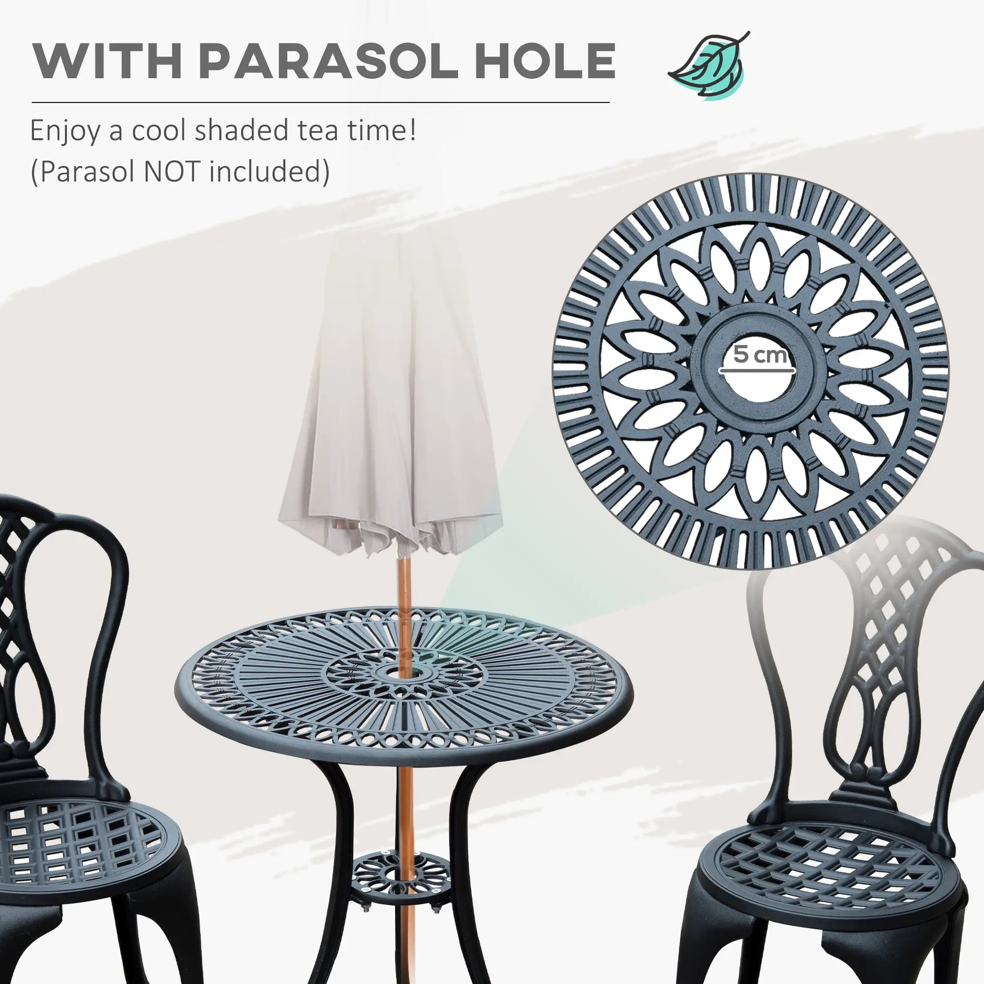 3-Piece Antique Outdoor Bistro Set, Cast Aluminum, Black Bistro Sets at Gallery Canada
