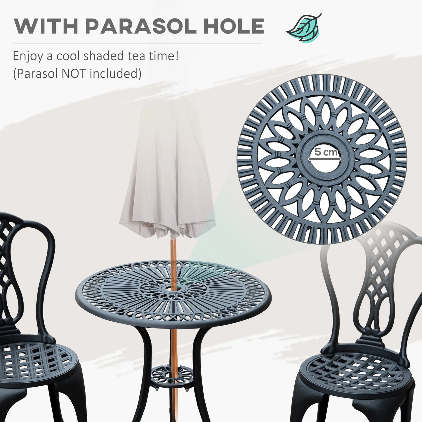 3-Piece Antique Outdoor Bistro Set, Cast Aluminum, Black Bistro Sets at Gallery Canada