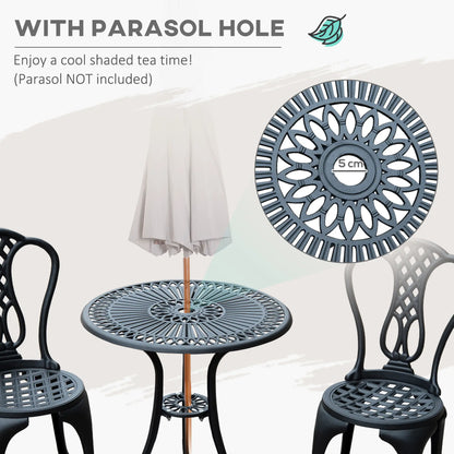 3-Piece Antique Outdoor Bistro Set, Cast Aluminum, Black Bistro Sets at Gallery Canada