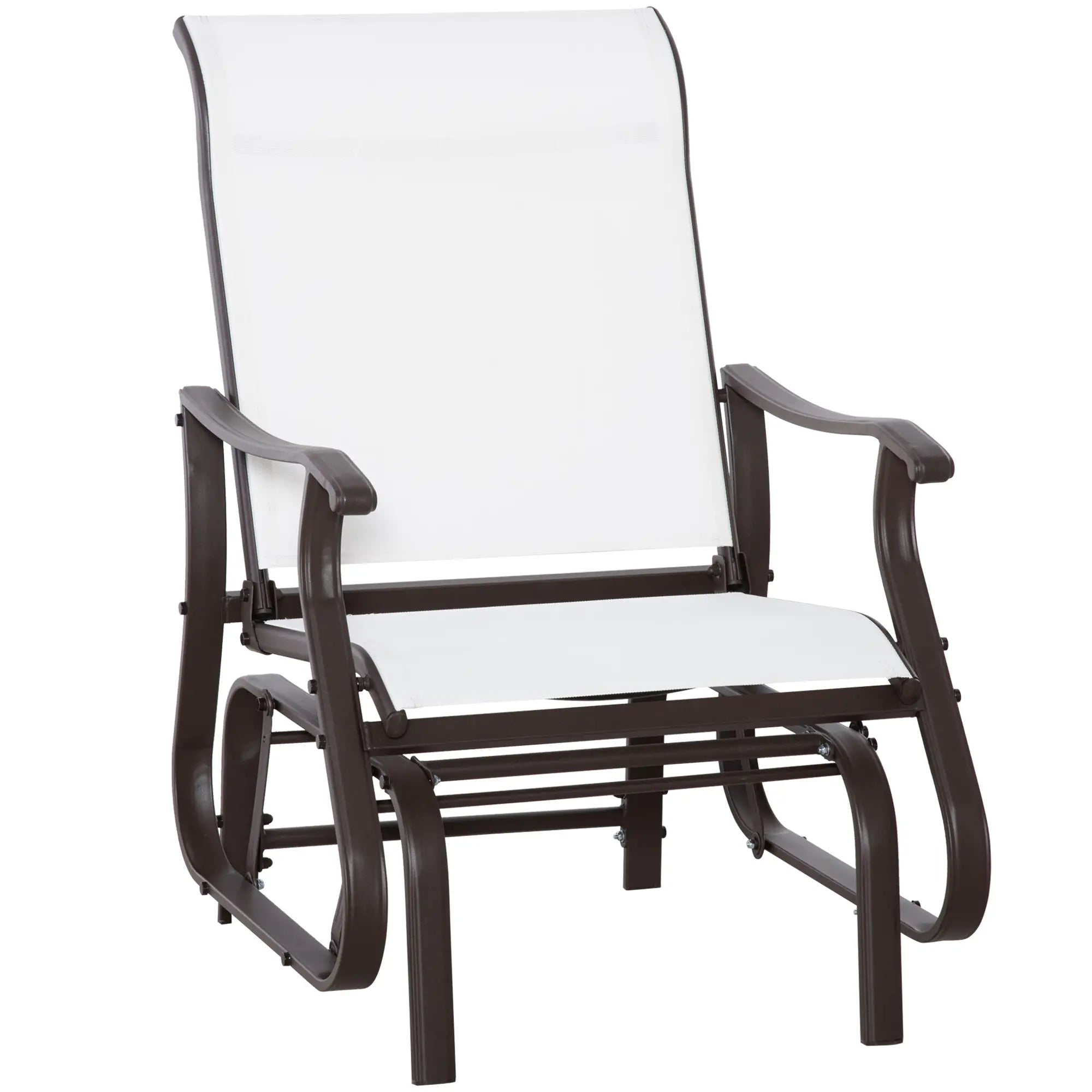 Outdoor Glider Chair, Steel Frame, Mesh Fabric, Cream White Outdoor Gliders at Gallery Canada