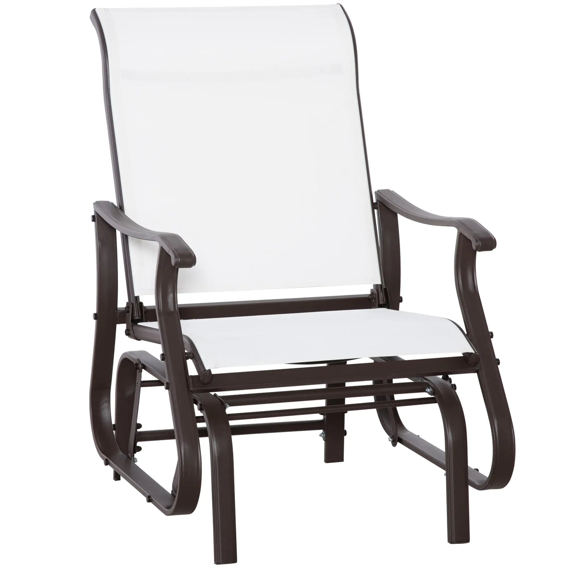 Outdoor Glider Chair, Steel Frame, Mesh Fabric, Cream White Outdoor Gliders at Gallery Canada