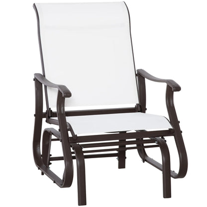 Outdoor Glider Chair, Steel Frame, Mesh Fabric, Cream White Outdoor Gliders at Gallery Canada