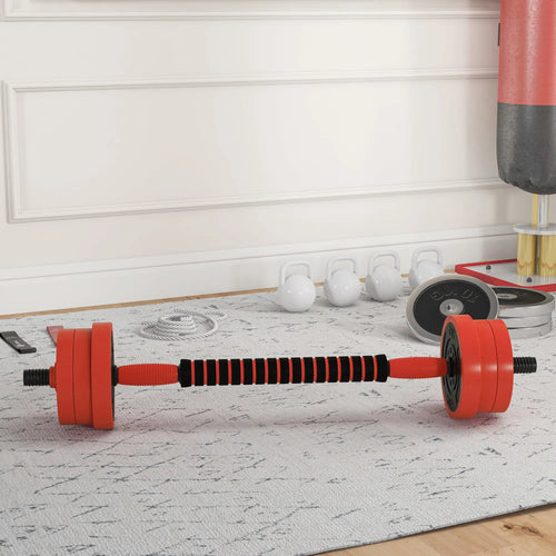 66lbs 4-in-1 Adjustable Weight Dumbbell Set, Barbell, Kettlebell, Red