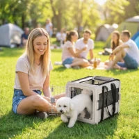 Sac de transport pour animaux à parois souples avec fenêtres en maille, sac de voyage pour chien pliable