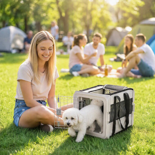 Soft-Sided Pet Carrier Bag With Mesh Windows, Foldable Dog Travel Bag Dog Bike Trailers & Strollers Multi Colour at Gallery Canada
