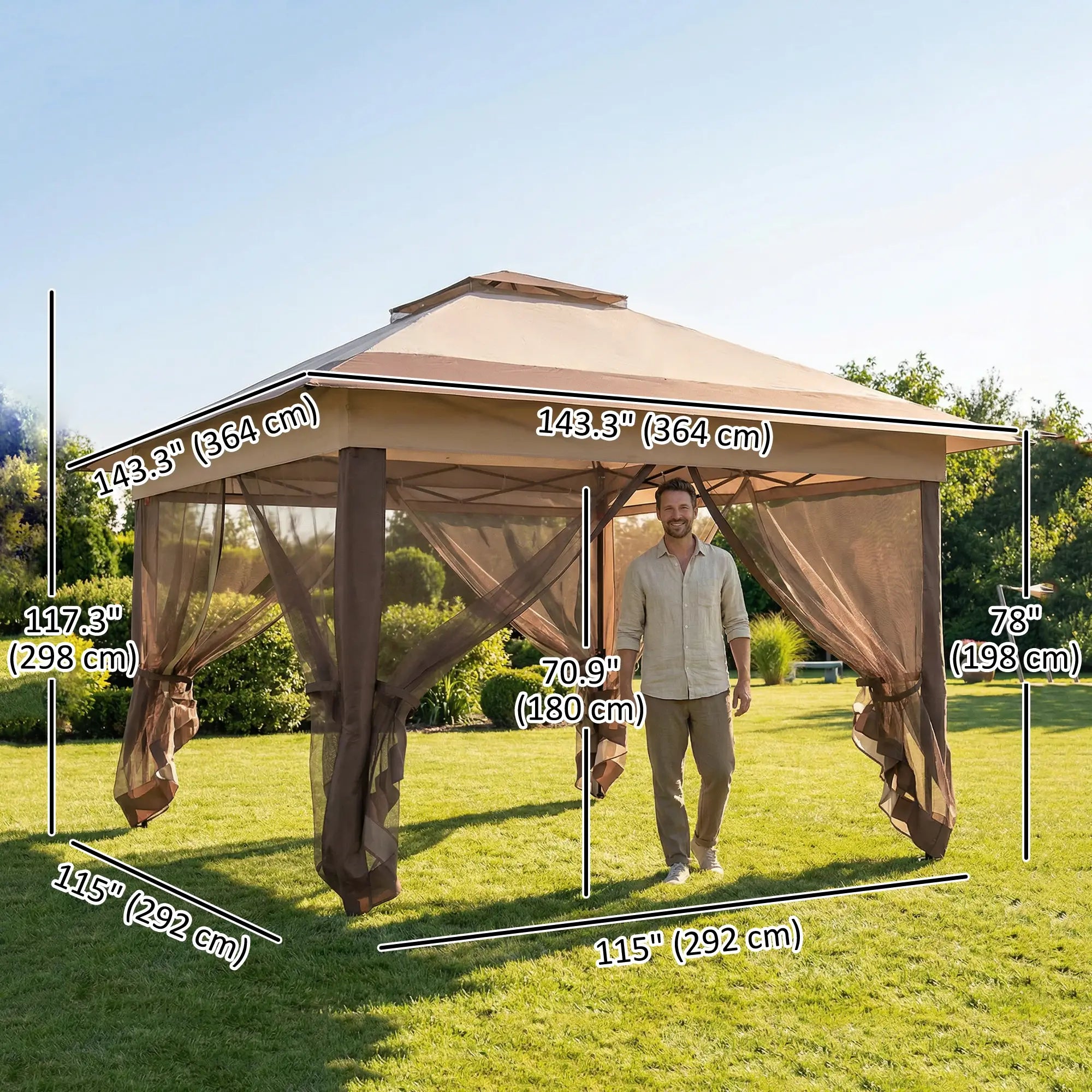 12' x 12' Foldable Pop-up Party Tent, Steel Frame, Khaki Pop Up Canopies at Gallery Canada