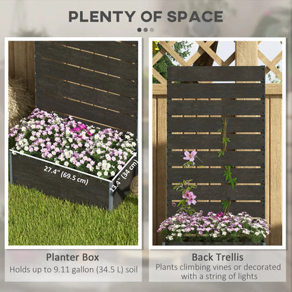 Raised Garden Bed With Trellis, Elevated Planter Box, 28" x 15" x 59", Black Wooden Planter Boxes at Gallery Canada