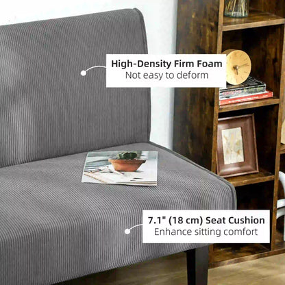 46.5" Loveseat Couch with USB Ports, Corduroy, Wood Legs, Grey 2-Seater Sofas at Gallery Canada