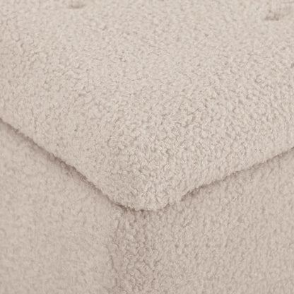 Modern Storage Bench, Ottoman with Lamb's Wool Upholstery, Cream White Storage Ottomans & Benches at Gallery Canada