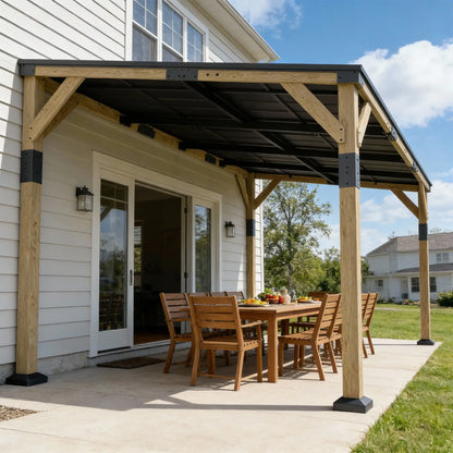 14' x 10' Galvanized Steel Hardtop Gazebo, Dark Grey Pergolas at Gallery Canada