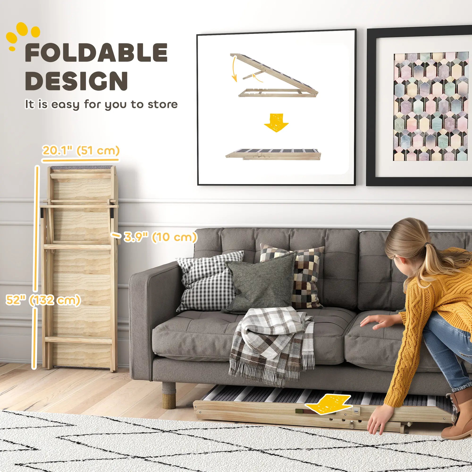 Foldable Dog Ramp For Couch, 4 Adjustable Height 16