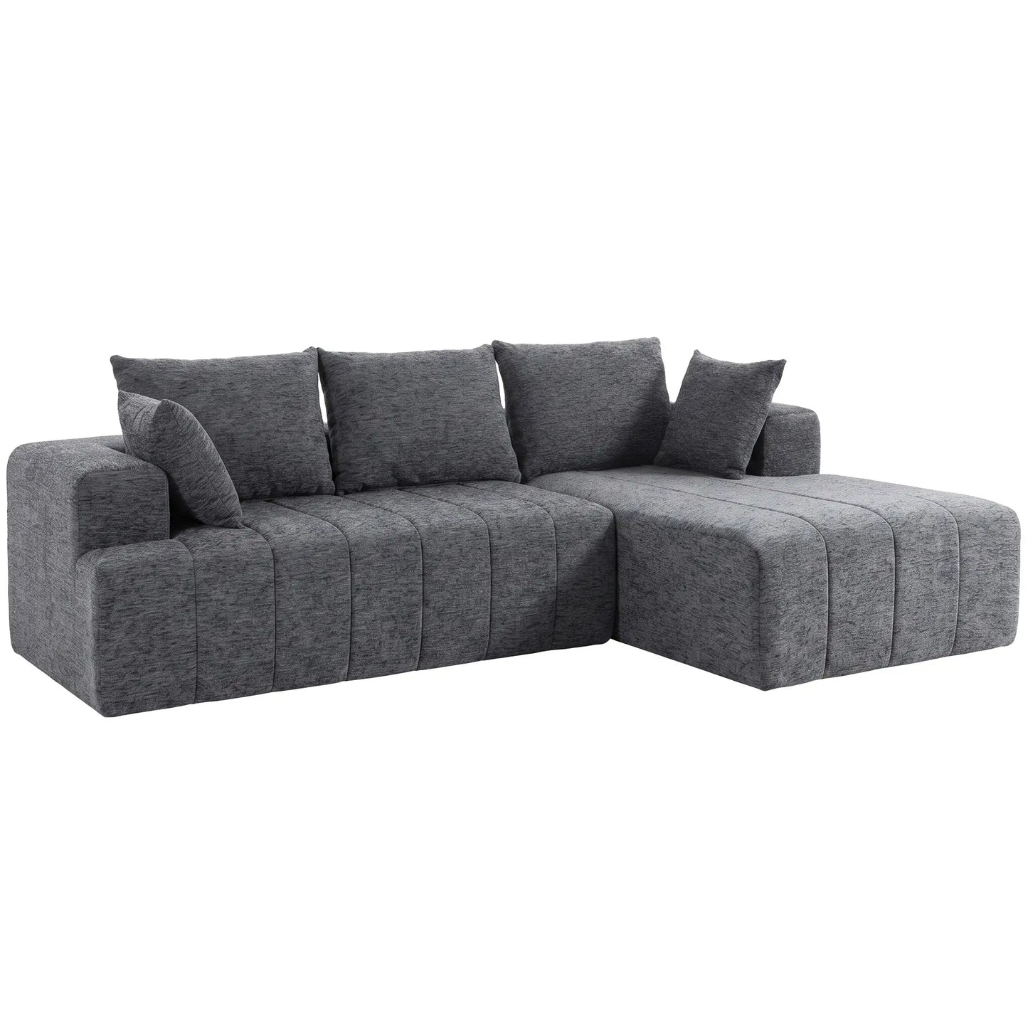 101 Modular Sectional Sofa With Chaise, Cloud Couch, Grey