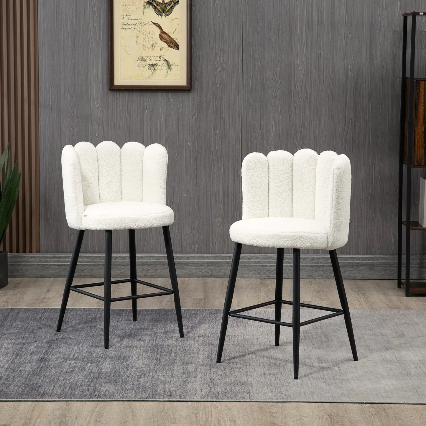 Faux Cashmere Bar Stools, Set of 2, Counter Height, 20.5"x19.7"x36.6", Cream Bar Stools at Gallery Canada