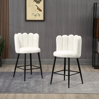 Faux Cashmere Bar Stools, Set of 2, Counter Height, 20.5"x19.7"x36.6", Cream Bar Stools at Gallery Canada