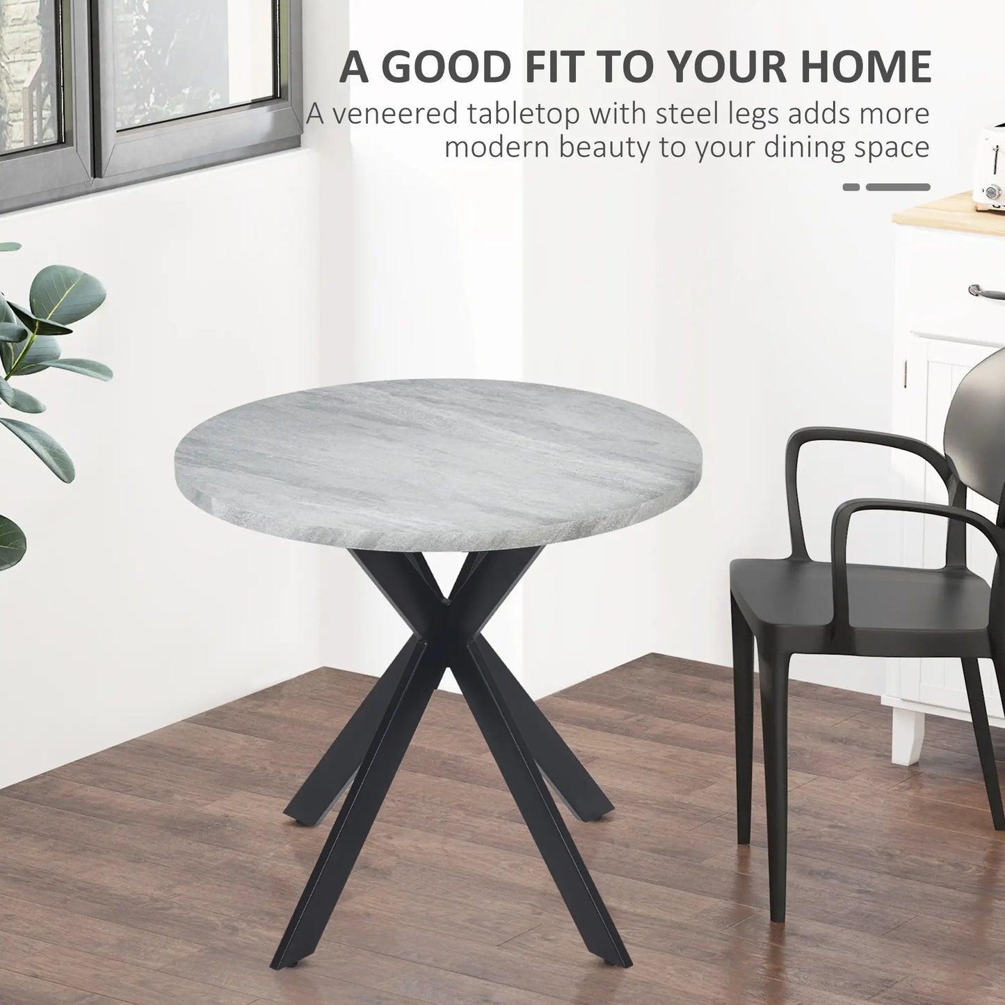 29" Round Dining Table, Contemporary Kitchen Table, Steel Legs, Grey Bar Tables & Dining Tables at Gallery Canada