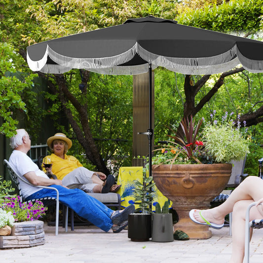 9FT Patio Umbrella, UPF 30+, Crank, 8 Ribs, Tilt, Vented, Charcoal Grey Sun Umbrellas Charcaol Grey at Gallery Canada