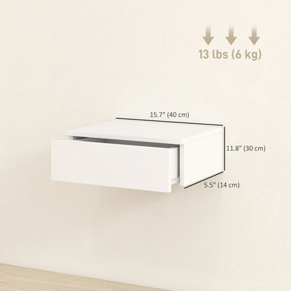 Set of 2 Wall Mounted Bedside Tables, High Gloss Floating Nightstands with Drawer, White Bedside Tables at Gallery Canada