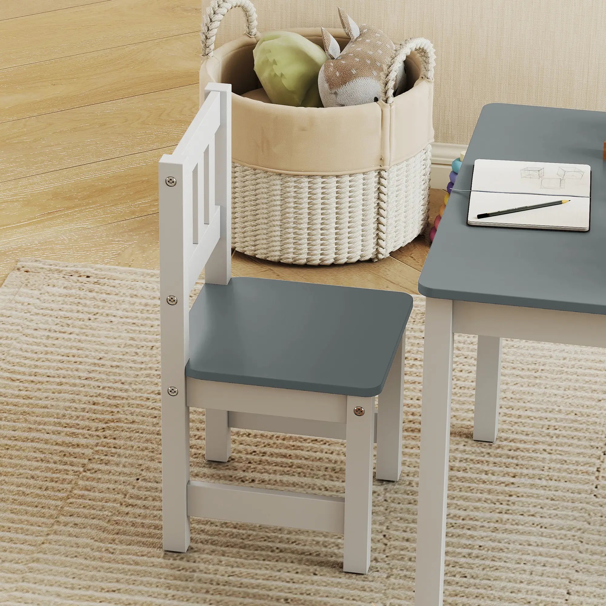 Kids Table and Chairs Set, Toddler Activity Table, 2 Chairs, Grey Kids Table Sets at Gallery Canada