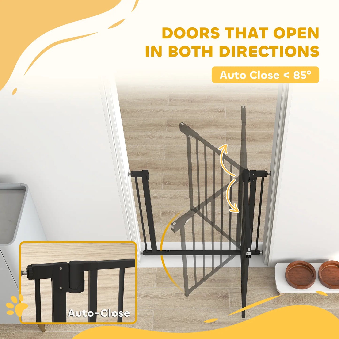 Baby Gate, Pet Safety Gate, 30"-32" Wide, Auto-Close, Black Pet Gates at Gallery Canada
