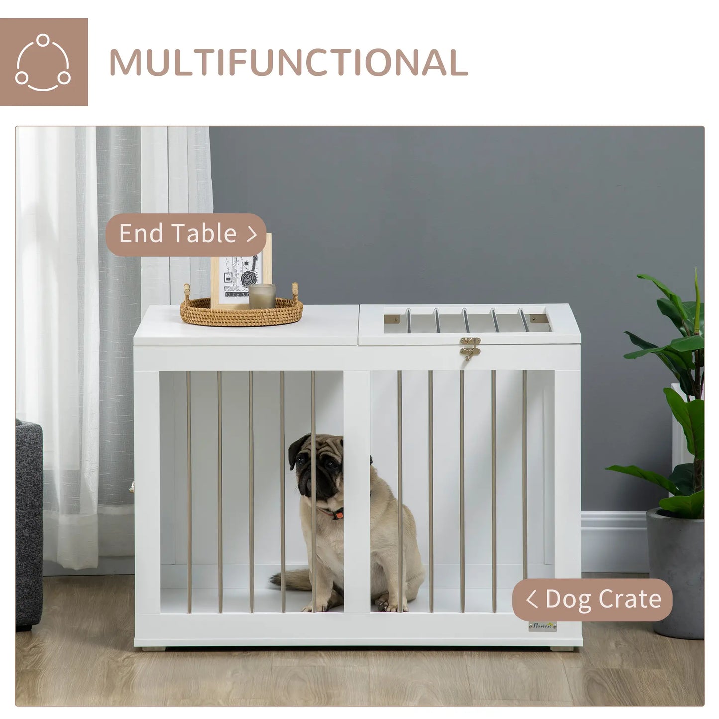 31.5" Dog Crate Furniture, Double Doors, Medium Dogs, White Houses, Kennels & Pens at Gallery Canada