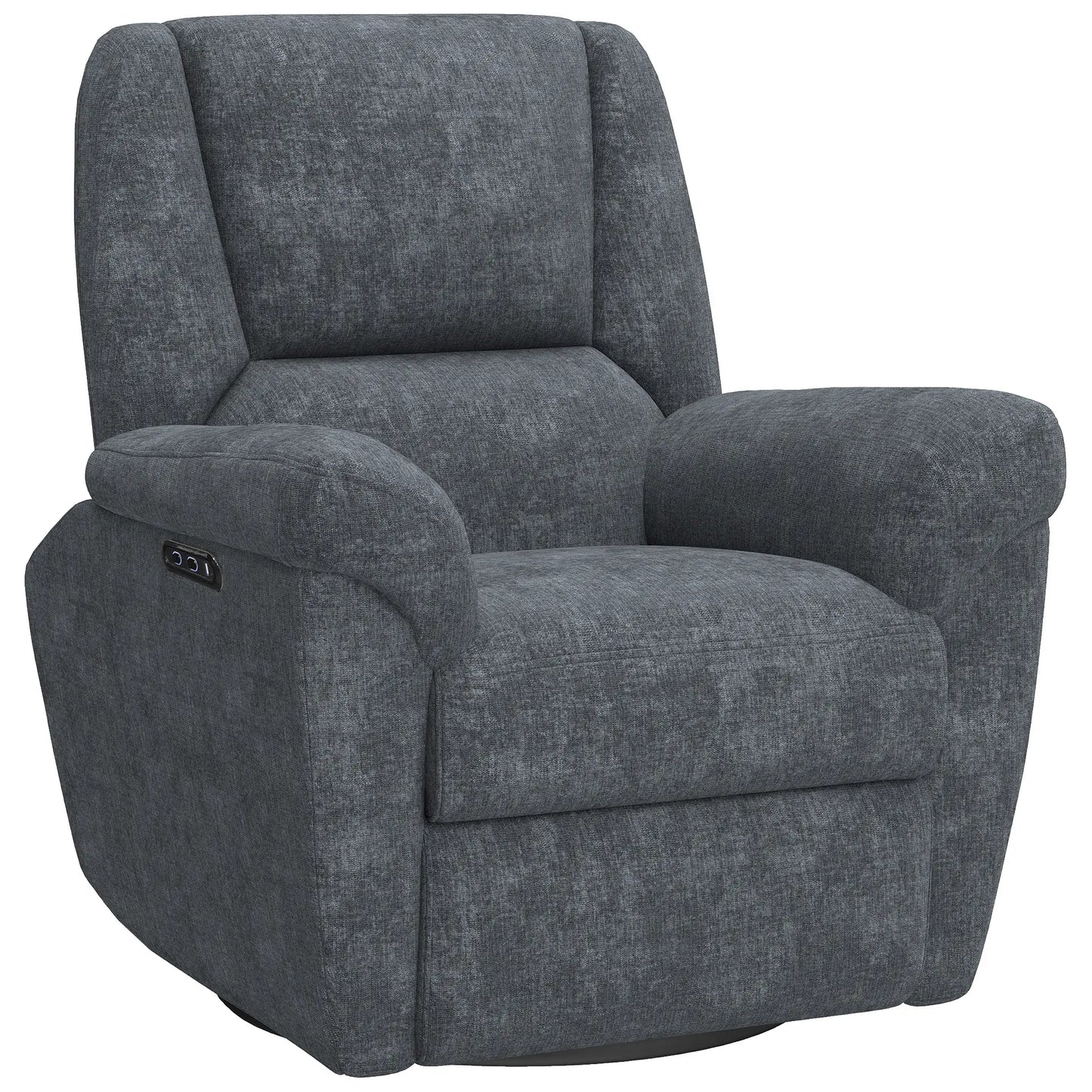 Power Recliner Chair, Fabric Upholstery, USB Ports, Swivel Rocking, Dark Grey Single Sofas Dark Grey at Gallery Canada