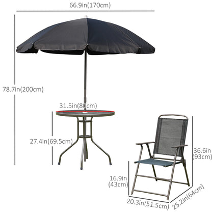6-Piece Outdoor Dining Set, Round Table, 4 Folding Chairs, Black Outdoor Dining Sets at Gallery Canada