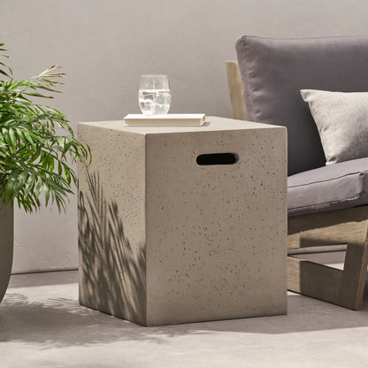 Multi-Functional Tank Holder Side Table, 16.5" L x 16.5" W x 20.5" H, Light Grey Patio Side Tables at Gallery Canada