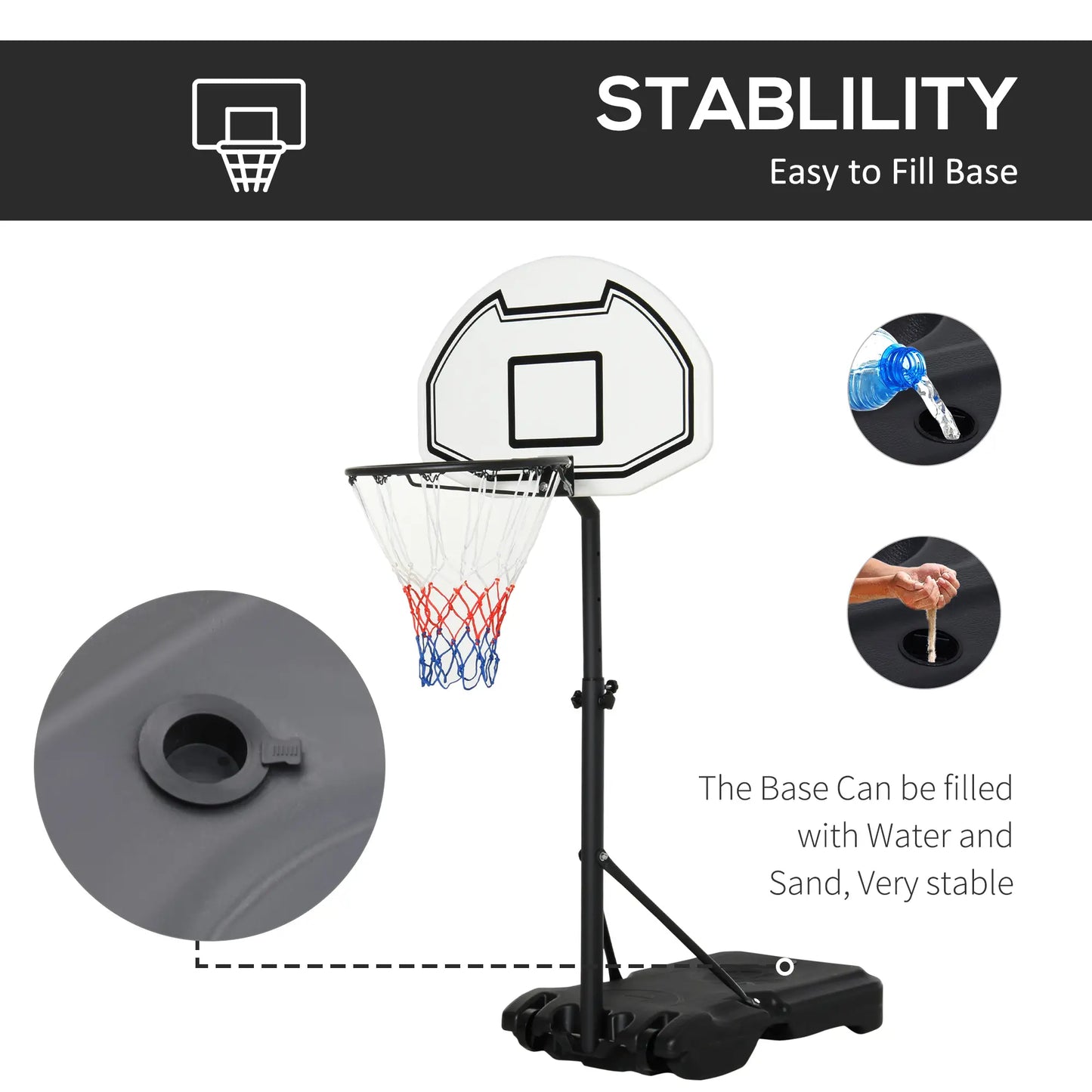 51"-64" Height Adjustable Basketball System, Portable with Wheels Basketball at Gallery Canada