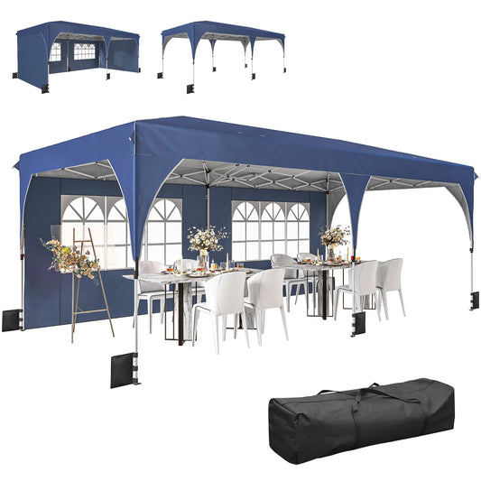 10 x 20 ft Pop Up Canopy Tent, UPF 50+, 6 Sandbags, Dark Blue Pop Up Canopies Dark Blue, White at Gallery Canada