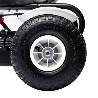 Kids Pedal Go Kart, Adjustable Bucket, Handbrake, 4 Rubber Wheels, White Pedal Go Karts for Kids at Gallery Canada