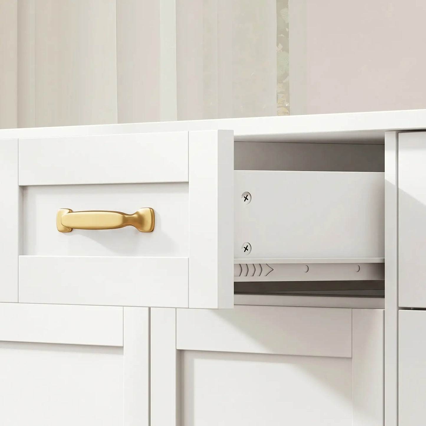 Sideboard Buffet Cabinet, 55" Modern Farmhouse, 4 Drawers, 4 Doors
